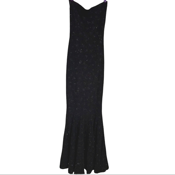 JESSICA MCCLINTOCK for Cache Black sparkle bodycon mermaid strapless maxi.4 - Picture 2 of 13